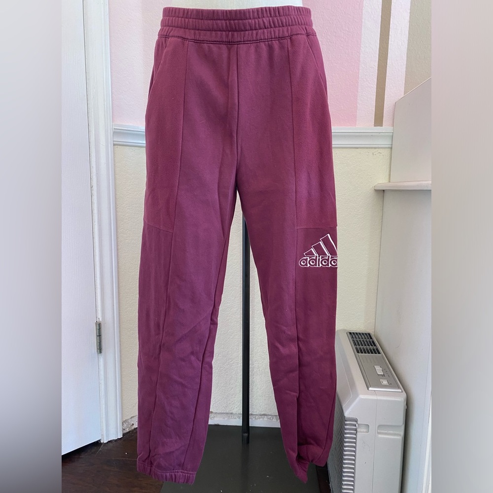 burgundy adidas sweatpants